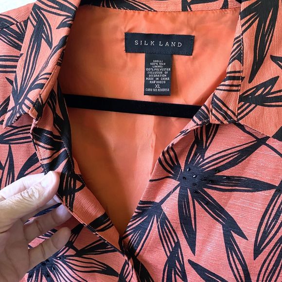 Silk Land Jacket‎ Size XL SILK Women Orange Black Leaf Beaded Embellished Cuff - Picture 8 of 12